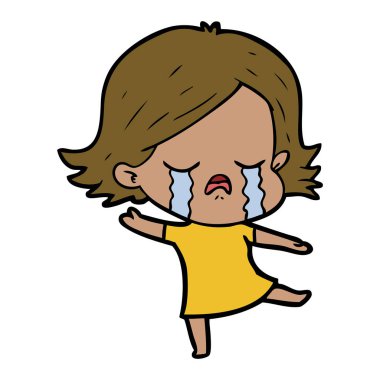 vektör çizim karikatür kız ağlıyor