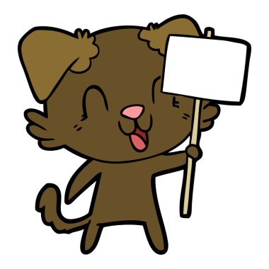 karikatür köpek işareti ile gülüyor