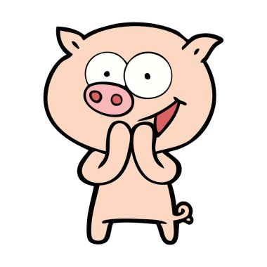 neşeli domuz karikatür vektör çizim