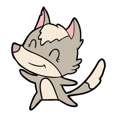 vektör çizim dostu karikatür kurt