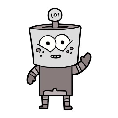mutlu karikatür robot vektör çizim