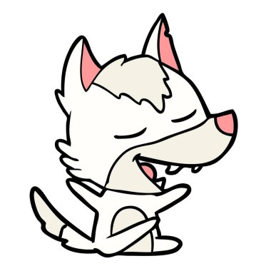 vektör çizim karikatür kurt gülen