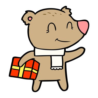 xmas hediye ve eşarp ile dost ayı