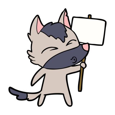 çizgi film kurt protesto işareti ile