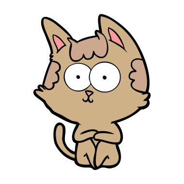 vektör çizim karikatür mutlu kedi