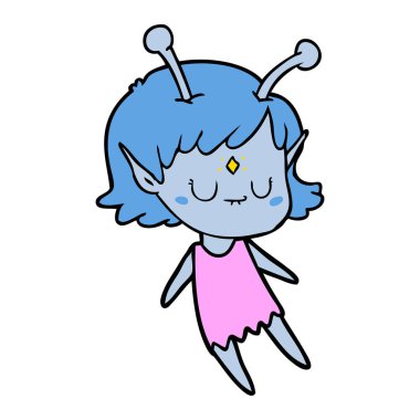 vektör çizim karikatür uzaylı kız