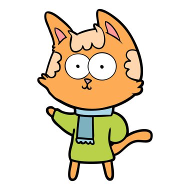 vektör çizim karikatür mutlu kedi