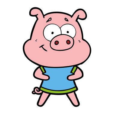 mutlu karikatür domuz vektör çizim