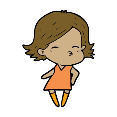 Çizgi filmdeki kadının vektör çizimi