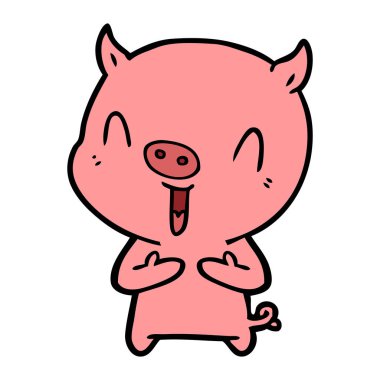 mutlu karikatür domuz vektör çizim