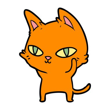 parlak gözleri ile karikatür kedi