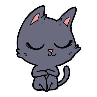 Sakin karikatür kedi vektör çizim