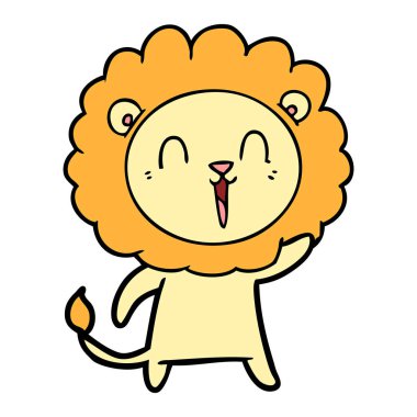 Aslan karikatür gülen vektör çizim