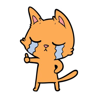 vektör çizim karikatür kedi ağlama