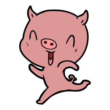 mutlu karikatür domuz vektör çizim