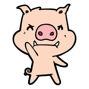 kızgın çizgi film domuz vektör çizim