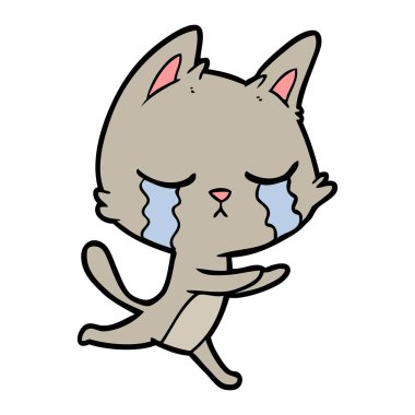 vektör çizim karikatür kedi ağlama