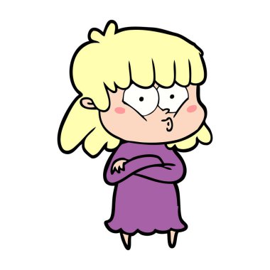 vektör çizim karikatür kız ıslık