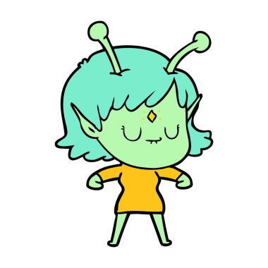 vektör çizim karikatür uzaylı kız