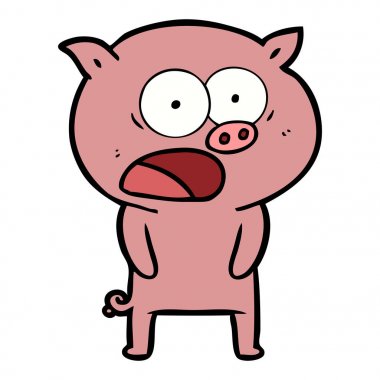vektör çizim karikatür domuz bağırarak