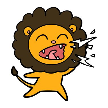 vektör çizim karikatür kükreyen aslan