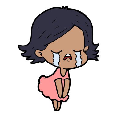 vektör çizim karikatür kız ağlıyor