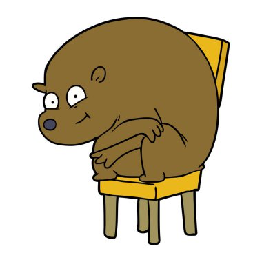 çizgi film ayı Chari üzerinde oturan