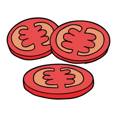 dilimlenmiş domates karikatür vektör çizim