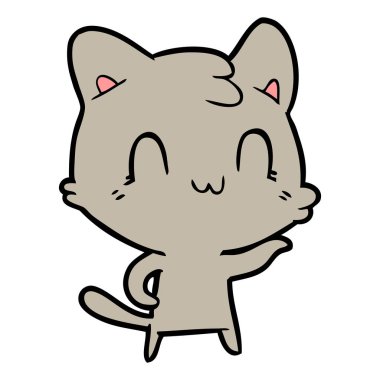 vektör çizim karikatür mutlu kedi
