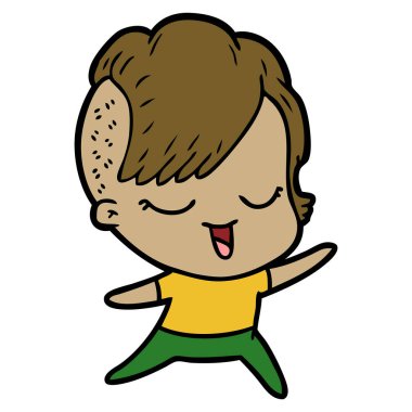 mutlu çizgi film kız vektör çizim