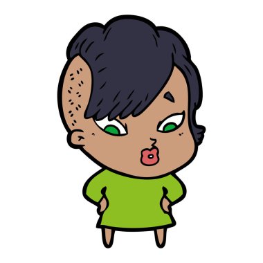 vektör çizim karikatür sürpriz kız