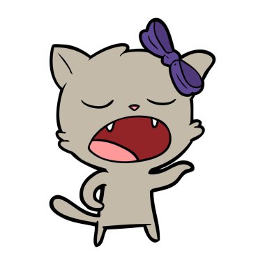 vektör çizim karikatür esneme kedi