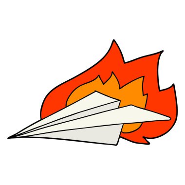 çizgi film yanan kağıt uçak