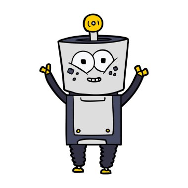 mutlu karikatür robot vektör çizim
