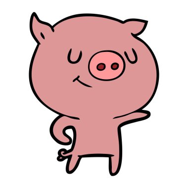 mutlu karikatür domuz vektör çizim