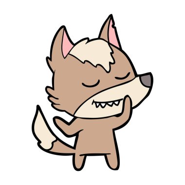 vektör çizim dostu karikatür kurt