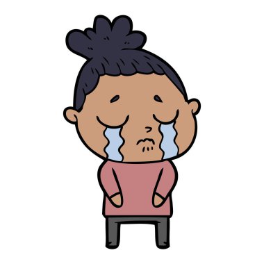 vektör çizim karikatür ağlayan kadın