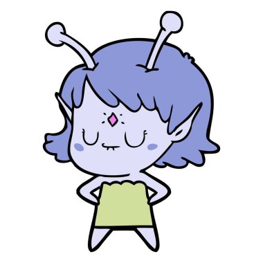 vektör çizim karikatür uzaylı kız