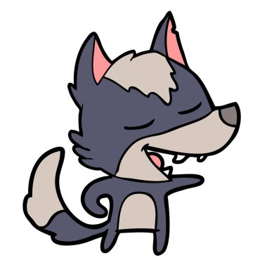 vektör çizim karikatür kurt gülen