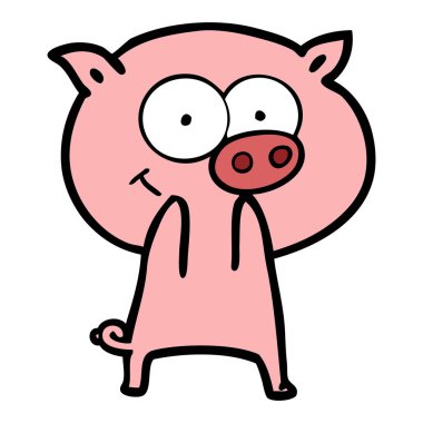 neşeli domuz karikatür vektör çizim