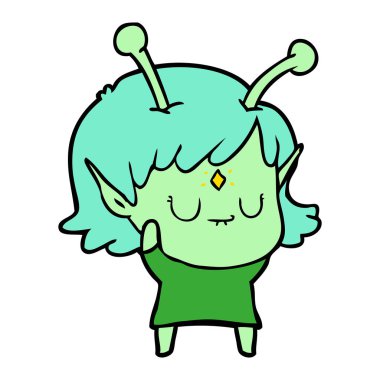 vektör çizim karikatür uzaylı kız