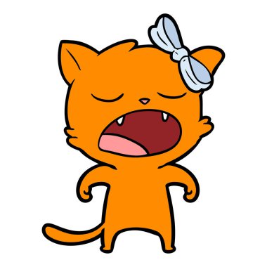 vektör çizim karikatür esneme kedi