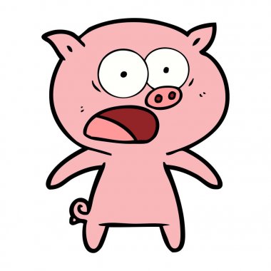 vektör çizim karikatür domuz bağırarak