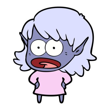 vektör çizim karikatür elf kız ağlıyor