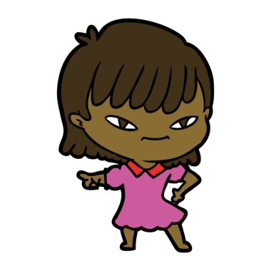 Çizgi filmdeki kadının vektör çizimi