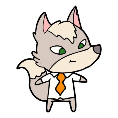 vektör çizim dostu karikatür kurt