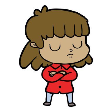 çizgi film kayıtsız kadın kolları katlama