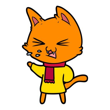 vektör çizim karikatür kedi tıslama