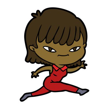 Çizgi filmdeki kadının vektör çizimi