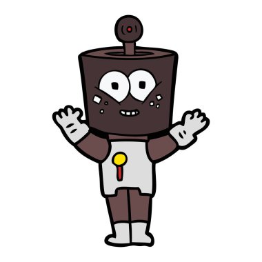 mutlu karikatür robot vektör çizim